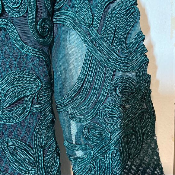 JS Collections Midi Dress evergreen lace mesh 2 XS - Picture 4 of 5